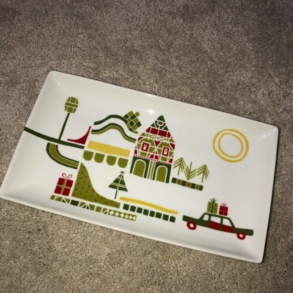 Crate & Barrel 10" Christmas Tray Appetizer Plate Julia Rothman‎ - Picture 1 of 9